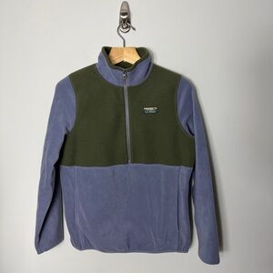 LL Bean Katahdin Fleece Quarter Zip Pullover Blue Green Jacket Coat Medium W